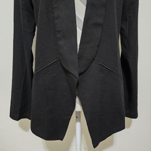 LULUS Miss Punctuality Lightweight Linen Blend Blazer In Black Size Large - Picture 5 of 12